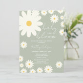 Sage Olive Daisy Bloemen Baby in Bloom Shower Kaart (Staand voorkant)