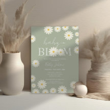 Sage Olive Floral Daisy Baby in Bloom Shower