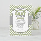 Sage Olive Gray Chevron Baby shower Kaart (Staand voorkant)
