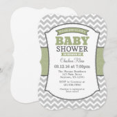 Sage Olive Gray Chevron Baby shower Kaart (Voorkant / Achterkant)