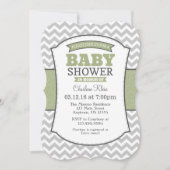 Sage Olive Gray Chevron Baby shower Kaart (Voorkant)