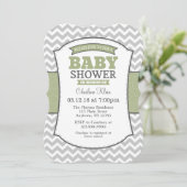 Sage Olive Gray Chevron Baby shower Kaart (Staand voorkant)