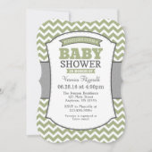 Sage Olive Gray Chevron Baby shower Uitnodiging (Voorkant)