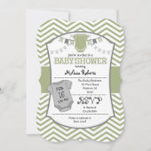 Sage Olive Gray Chevron Baby shower Uitnodiging (Voorkant)