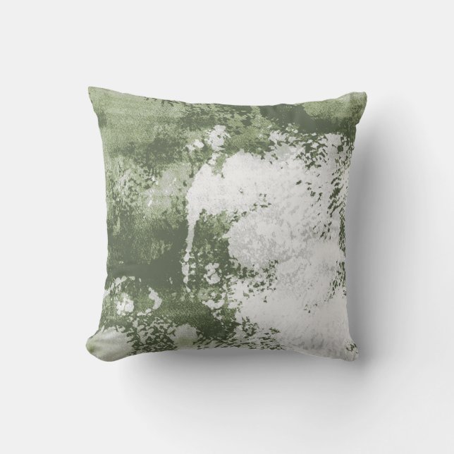 Sage Olive Green Abstract Watercolor Texture Kussen (Voorkant)