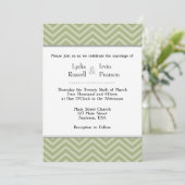 Sage Olive Green Chevron Wedding Invitation Kaart (Staand voorkant)