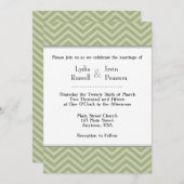 Sage Olive Green Chevron Wedding Invitation Kaart (Voorkant / Achterkant)