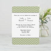 Sage Olive Green Chevron Wedding Invitation Kaart (Staand voorkant)