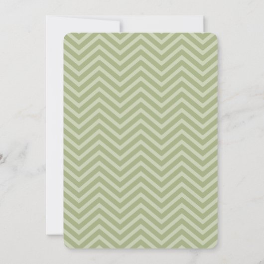 Sage Olive Green Chevron Wedding Invitation Kaart (Achterkant)