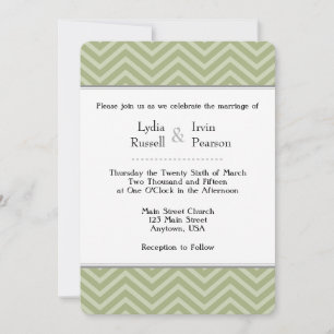 Sage Olive Green Chevron Wedding Invitation Kaart