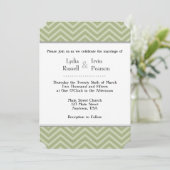 Sage Olive Green Chevron Wedding Invitation Kaart (Staand voorkant)