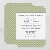 Sage Olive Green Chevron Wedding Invitation Kaart (Voorkant / Achterkant)