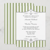 Sage Olive Green Grey Nautical Wedding Invitation Kaart (Voorkant / Achterkant)
