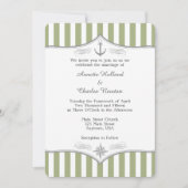 Sage Olive Green Grey Nautical Wedding Invitation Kaart (Voorkant)