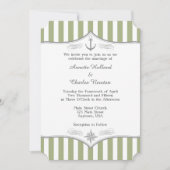 Sage Olive Green Grey Nautical Wedding Invitation Kaart (Voorkant)