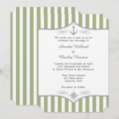 Sage Olive Green Grey Nautical Wedding Invitation Kaart (Voorkant / Achterkant)