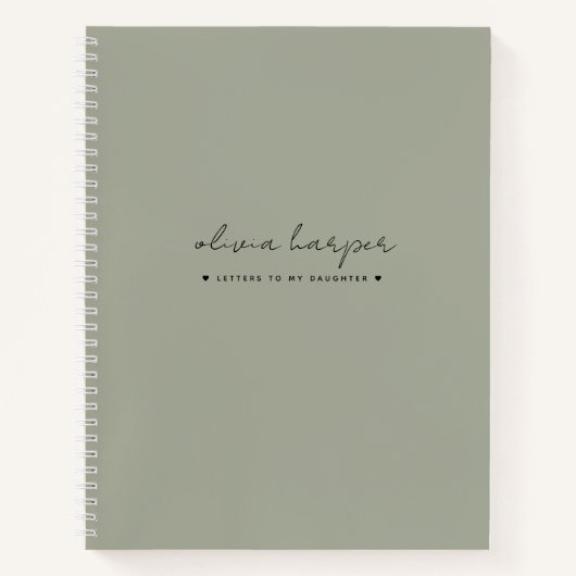 Sage Olive Green Letters naar Daughter Journal Notitieboek (Voorkant)