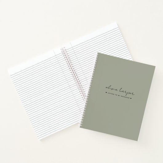 Sage Olive Green Letters naar Daughter Journal Notitieboek (Binnen)