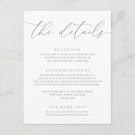 Sage Olive Green Modern Minimalist Wedding Enclosu Informatiekaartje