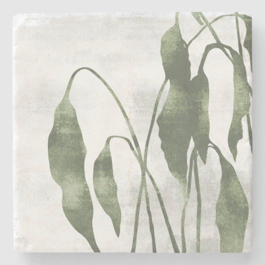Sage Olive Green Painterly Botanical Art 03 Stenen Onderzetter (Voorkant)