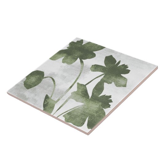 Sage Olive Green Painterly Botanical Art 07 Tegeltje (Zijkant)