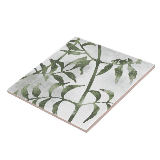 Sage Olive Green Painterly Botanical Art 08 Tegeltje (Zijkant)