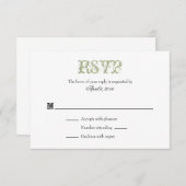 Sage Olive Green Plain Simple Weddenschap RSVP-kaa RSVP Kaartje (Voorkant / Achterkant)