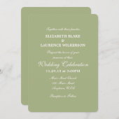 Sage Olive Green Plain Simple Wedding Invitation Kaart (Voorkant / Achterkant)