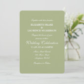 Sage Olive Green Plain Simple Wedding Invitation Kaart (Staand voorkant)