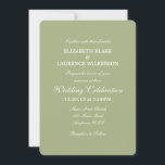 Sage Olive Green Plain Simple Wedding Invitation Kaart<br><div class="desc">producten</div>