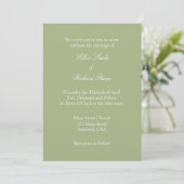 Sage Olive Green Plain Simple Wedding Invitation Kaart (Staand voorkant)