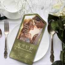 Sage Olive Green Shimmer Lines Foto QR Code