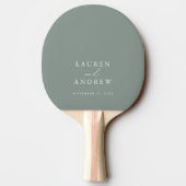 Sage Olive Green Wedding gepersonaliseerd Tafeltennisbatje (Achterkant)