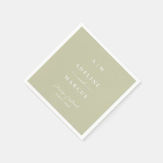 Sage Olive Green Wedding Servet (Hoek)