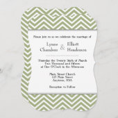 Sage Olive Green White Chevron Weddenschap Kaart (Voorkant / Achterkant)