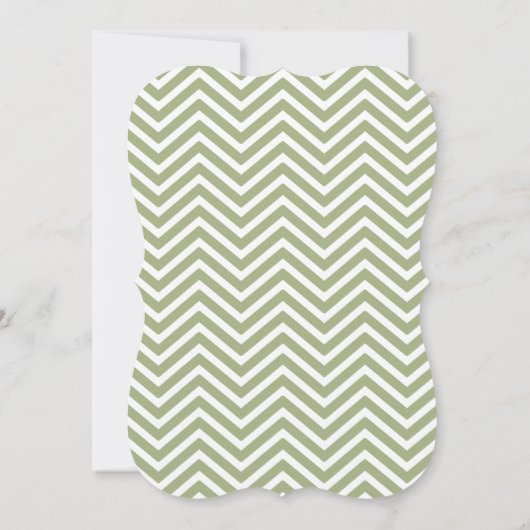 Sage Olive Green White Chevron Weddenschap Kaart (Achterkant)