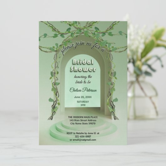 Sage Olive Greenery Rustic Boho Vine Bridal Shower Kaart (Staand voorkant)
