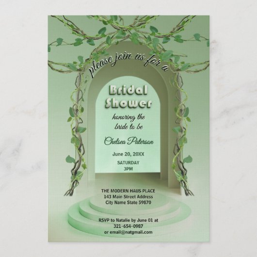 Sage Olive Greenery Rustic Boho Vine Bridal Shower Kaart (Voorkant)