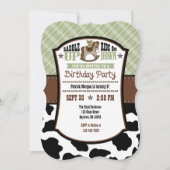Sage Olive Pset Koeienhuid Cowboy Birthday Invite Kaart (Voorkant)