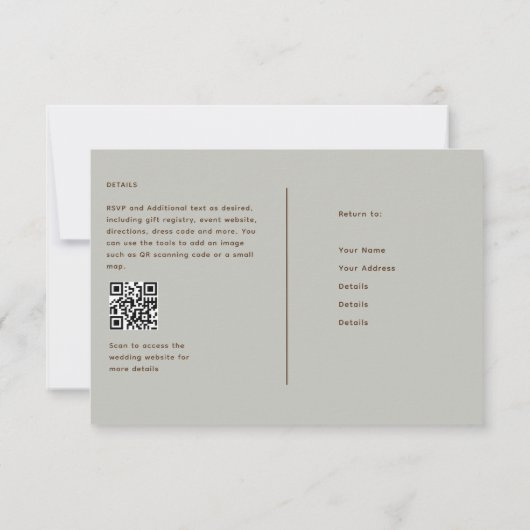 Sage Olive RSVP om Rustieke Herfst uitnodigingen t (Achterkant)