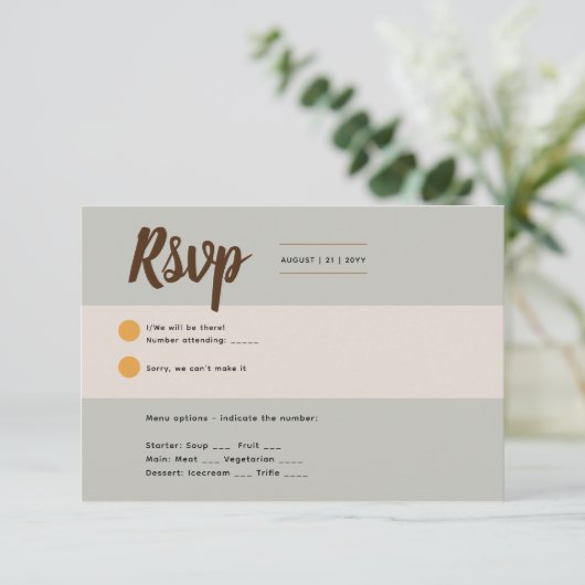 Sage Olive RSVP om Rustieke Herfst uitnodigingen t (Staand voorkant)