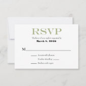 Sage Olive White Plain Simple Weddenschap RSVP-kaa RSVP Kaartje (Voorkant)