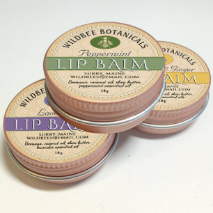 Sage op Kraft Beeswax Lip Balm met Dotted Border Ronde Sticker