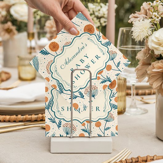 Sage Orange Botanical Baby Shower Servet