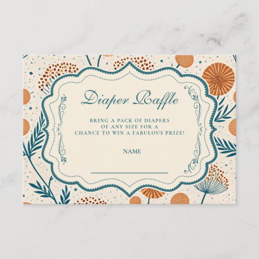 Sage Orange Botanical Diapper Raffle Informatiekaartje (Voorkant)
