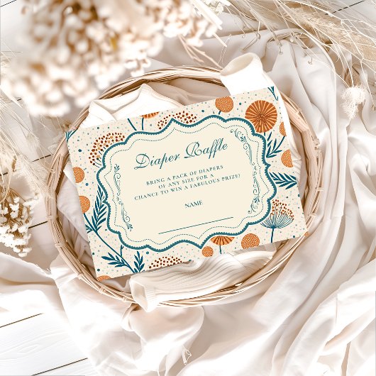 Sage Orange Botanical Diapper Raffle Informatiekaartje