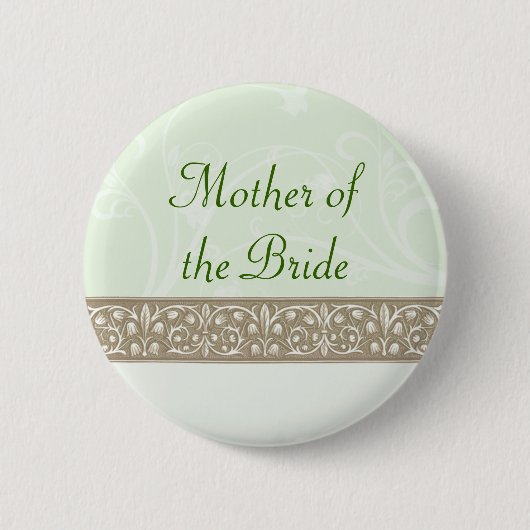 Sage Ornamental Frieze Bridal Party Button (Voorkant)
