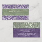 Sage Paars Glimmer Damask Silver Visitekaartje (Voorkant / Achterkant)