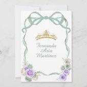 Sage Paarse Bloemen Boog Ribbon Goud Meisje Mis Qu Kaart (Achterkant)