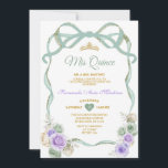 Sage Paarse Bloemen Boog Ribbon Goud Meisje Mis Qu Kaart<br><div class="desc">EDITABLE Sage Paarse Floral Bow Ribbon Gold Girl Mis Quince Invitation Elegant Quinceañera Sage Paarse Floral Princess Verjaardagsuitnodiging Gold Crown Mis Quince 15 Anos,  16e Verjaardagsfeest</div>